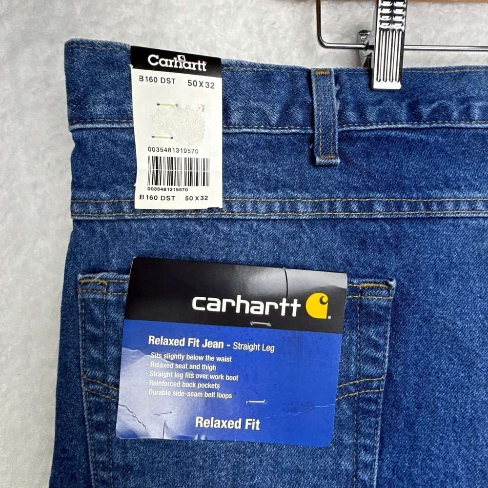 Carhartt Relaxed Fit Straight Leg Denim Jeans Mens 50x32 B160 DST Darkstone NWT